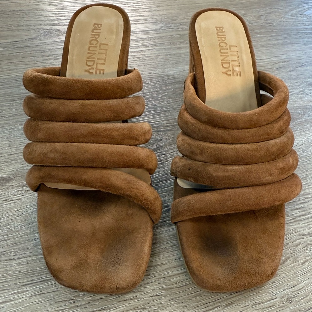 Little Burgundy Suede Strap Sandals - Size 6